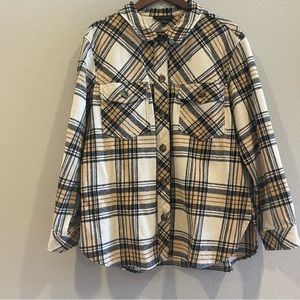 Anthropologie Sanctuary Plaid Shacket | Oversized Flannel Jacket Size Large